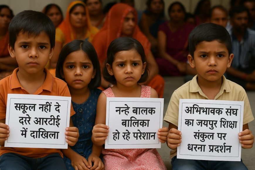 निजी स्कूलों की मनमानी,शिक्षा का अधिकार अधिनियम (RTE) पर संकट: नन्हे बच्चों के साथ अभिभावकों का धरना प्रदर्शन,